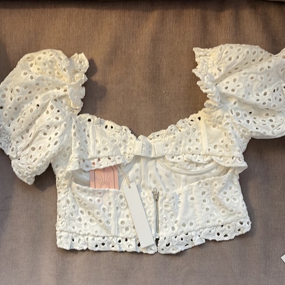 NEW for love and lemons Becca Eyelet Corset Crop Top - Picture 7 of 7